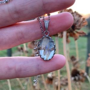 Handmade Dried Lavender Flower Pendant Stainless Steel Cottagecore Necklace